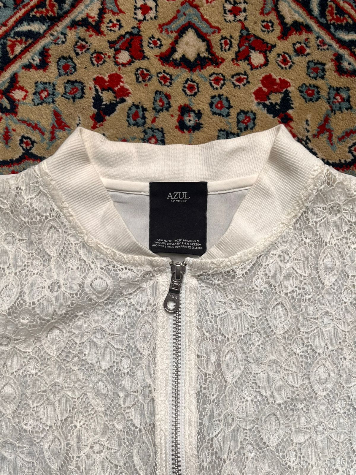 AZUL BY MOUSSY White Floral Lace Full Zip Jacket