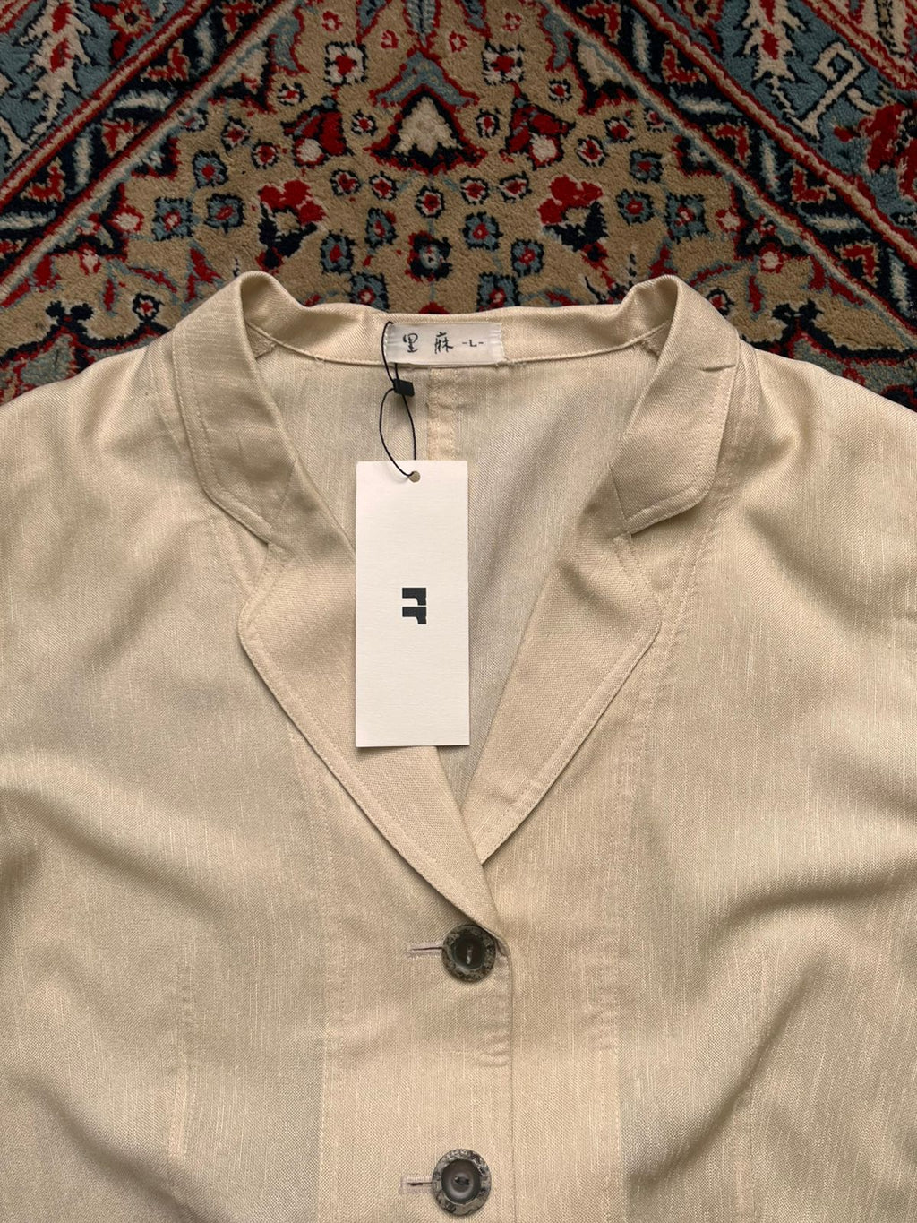 Japanese Linen Blend Textured Cream Blazer
