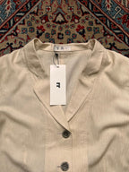 Japanese Linen Blend Textured Cream Blazer