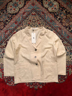 Japanese Linen Blend Textured Cream Blazer