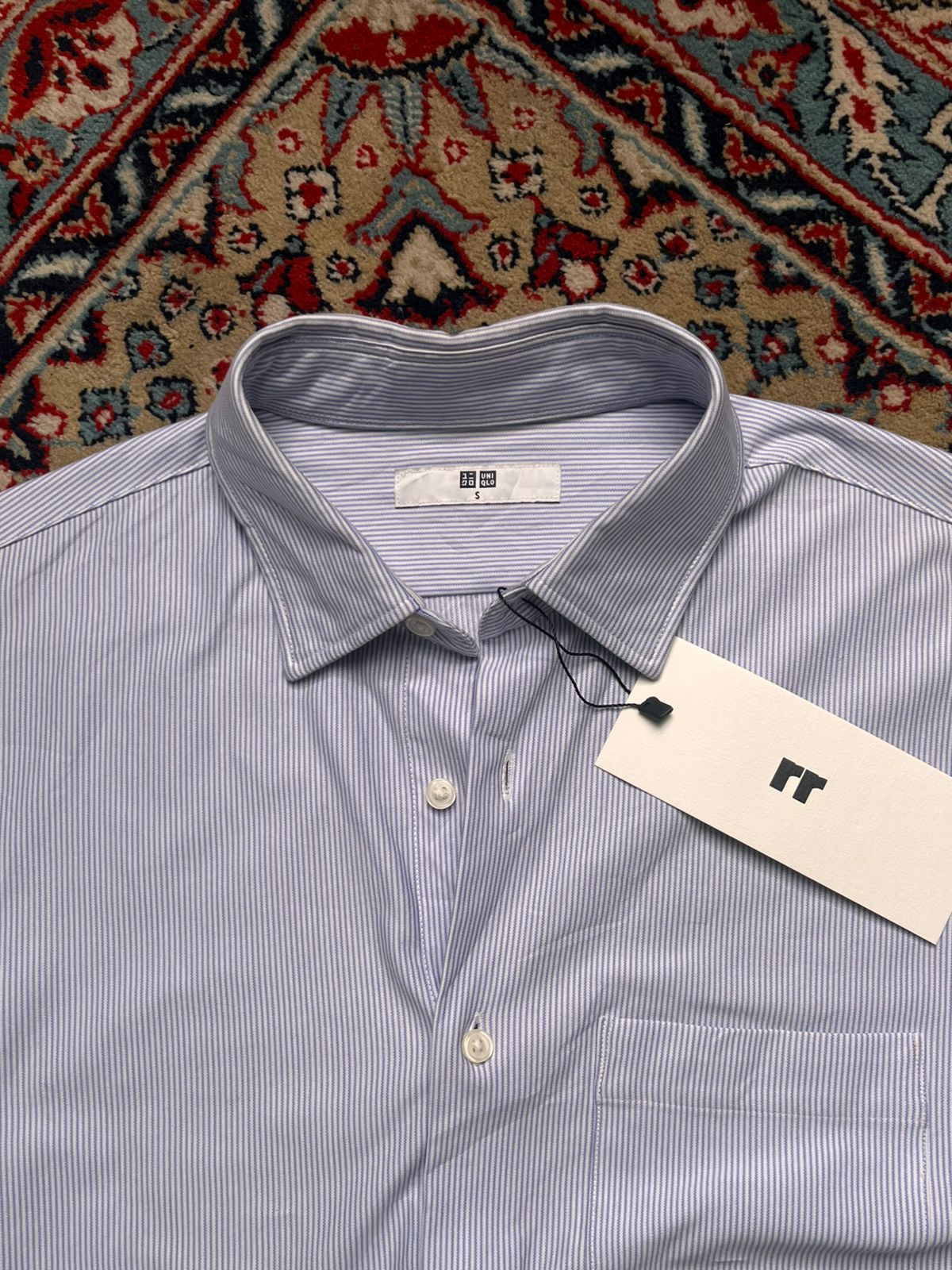 Uniqlo Blue White Striped Button Down Shirt Women