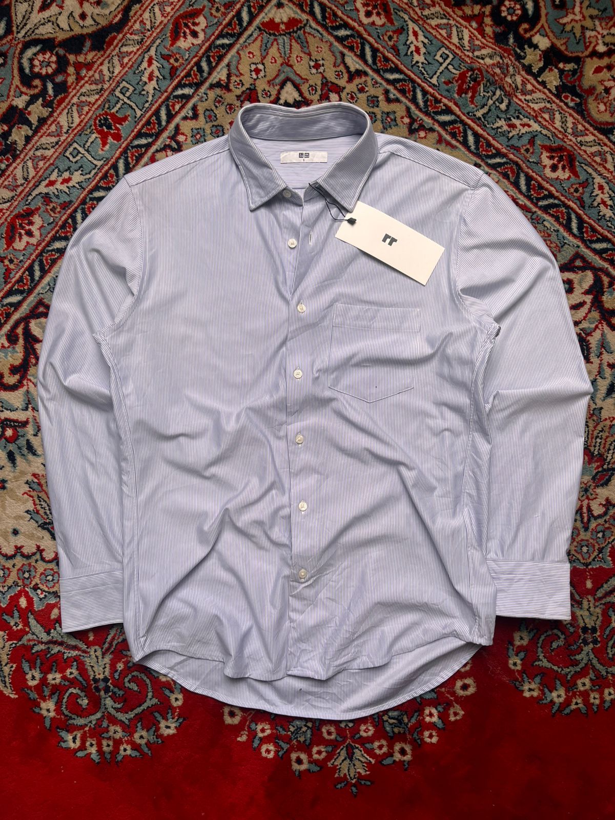 Uniqlo Blue White Striped Button Down Shirt Women