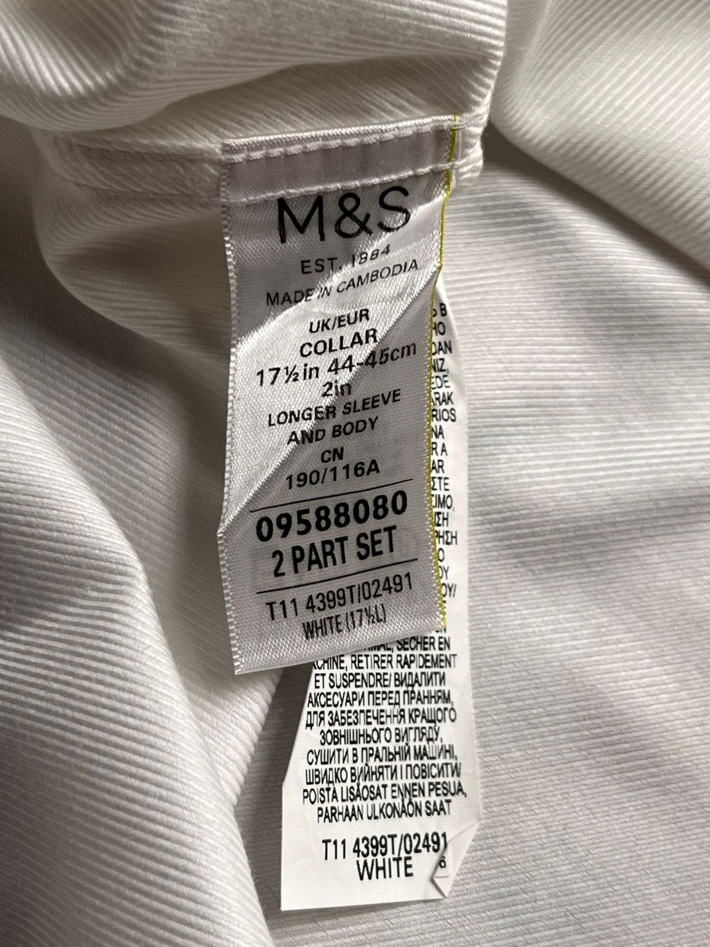 M&S LUXURY White Cotton Button Down FORMAL Shirt