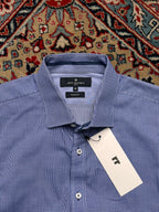 JEFF BANKS SLIM FIT MICRO CHECK COTTON BUTTON DOWN SHIRT
