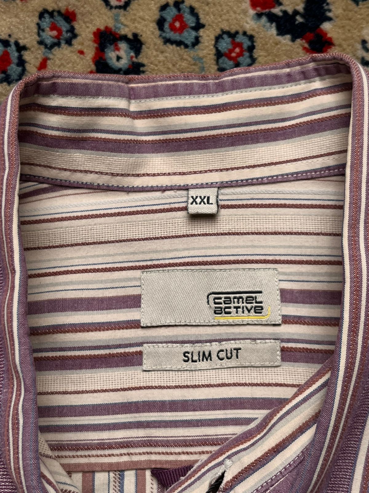 Camel Active Slim Cut Multi-Color Vertical Striped Button Down Shirt