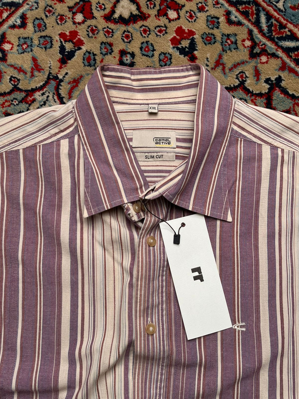 Camel Active Slim Cut Multi-Color Vertical Striped Button Down Shirt