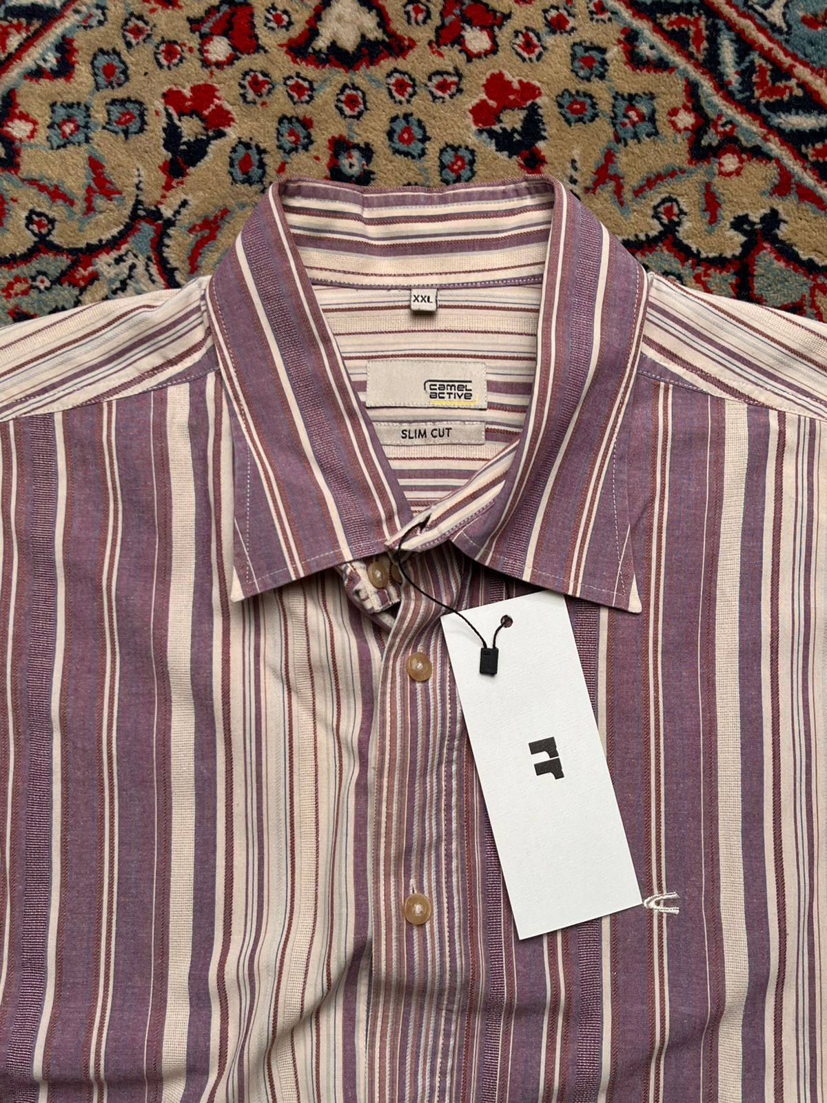 Camel Active Slim Cut Multi-Color Vertical Striped Button Down Shirt