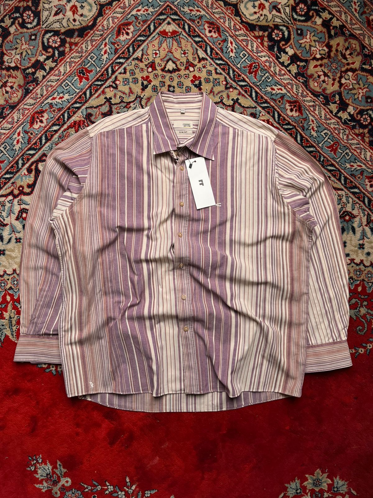 Camel Active Slim Cut Multi-Color Vertical Striped Button Down Shirt