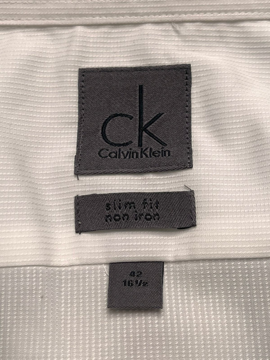 Calvin Klein White Slim Fit Micro-Texture Dress Shirt