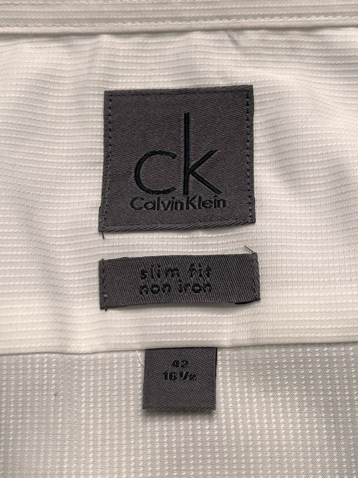 Calvin Klein White Slim Fit Micro-Texture Dress Shirt