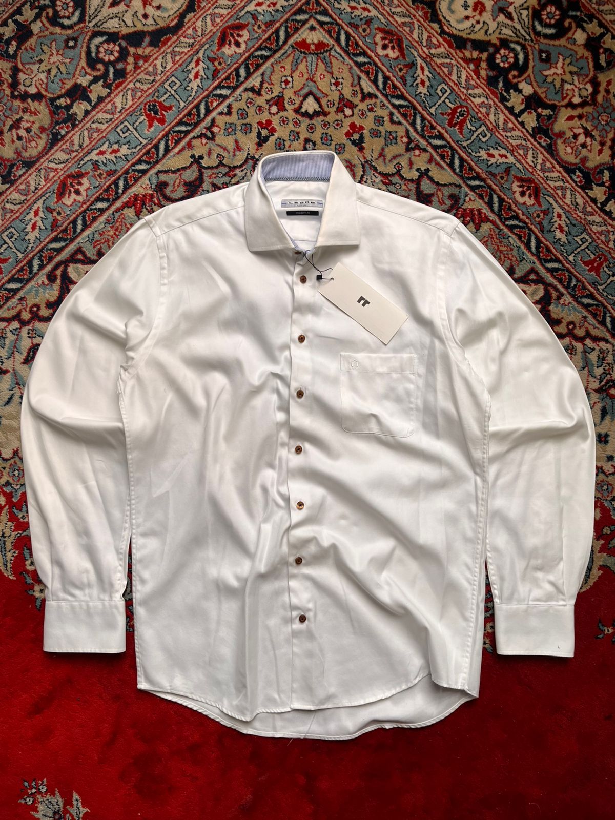 Ledûb Modern Fit White Button Down Shirt