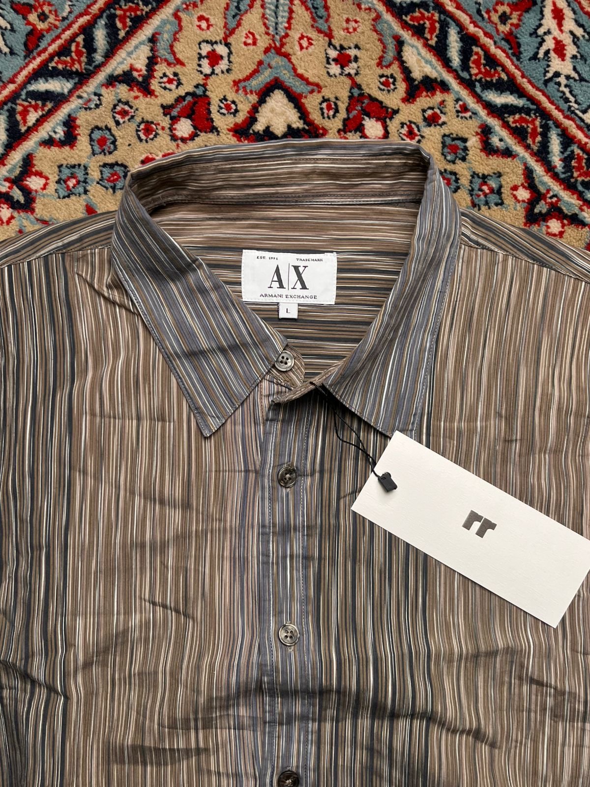 Armani Exchange Striped Rayon Button Down Shirt