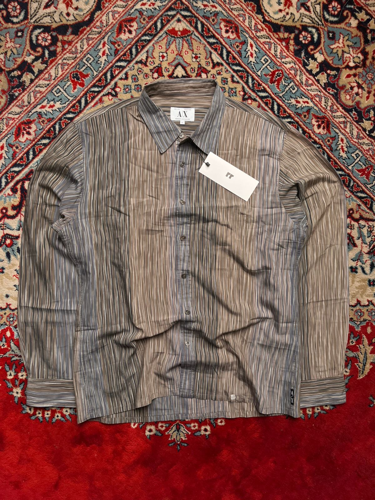 Armani Exchange Striped Rayon Button Down Shirt