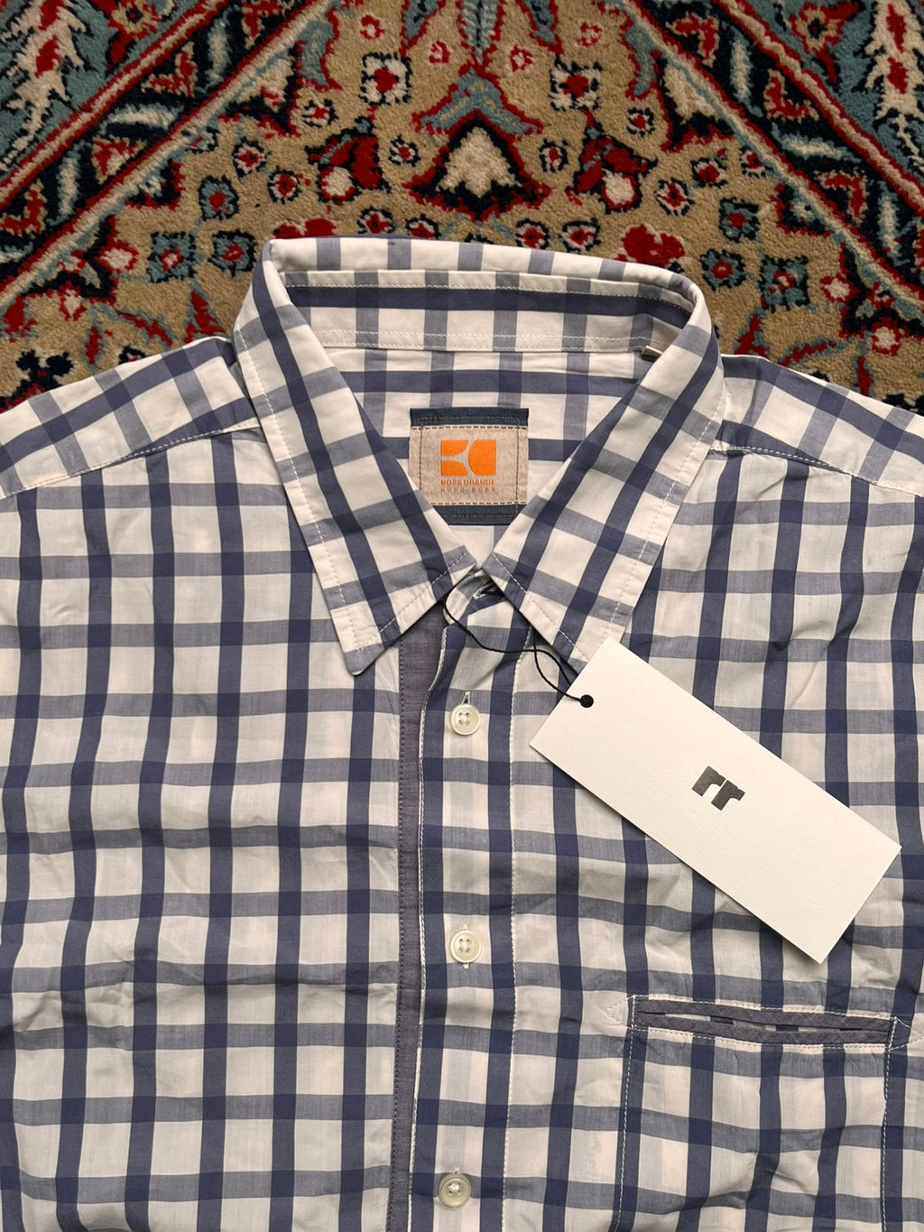 HUGO BOSS Orange Gingham CHECK Button Down Shirt