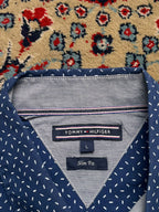 TOMMY HILFIGER Slim Fit Blue Geometric Button Down Shirt