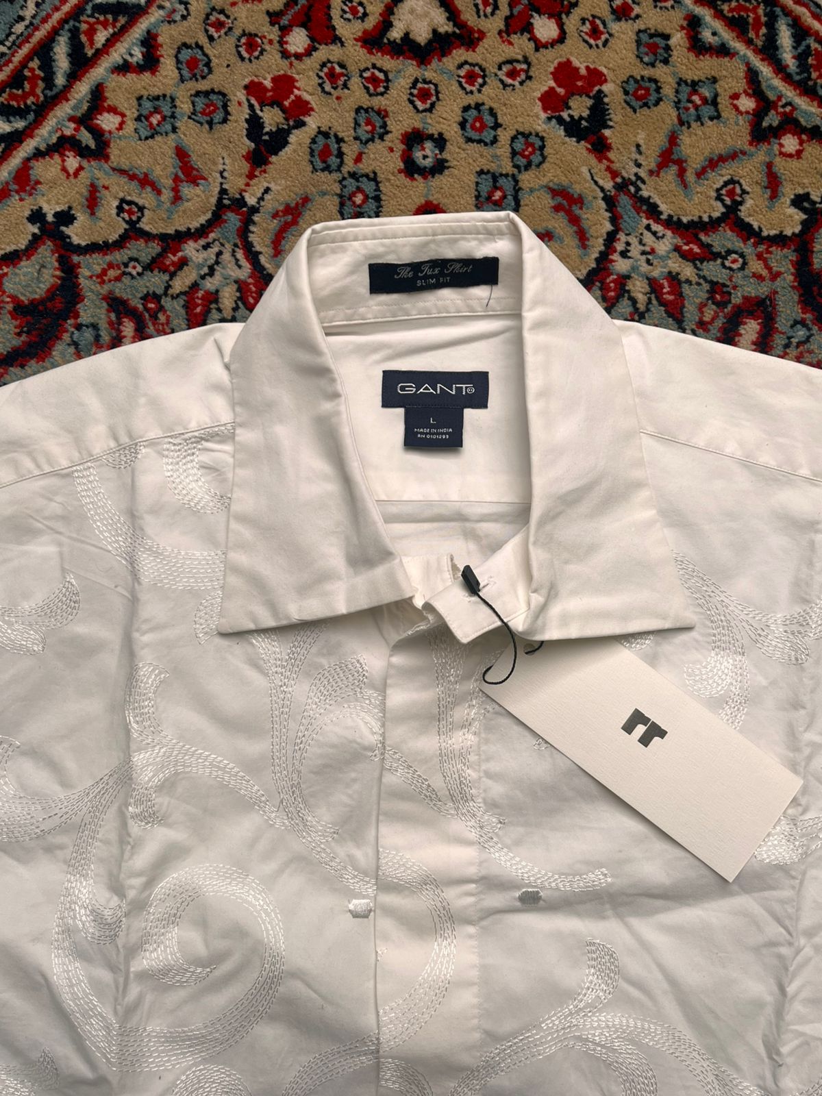 GANT The Tux Shirt Slim Fit White Embroidered Formal Button Down