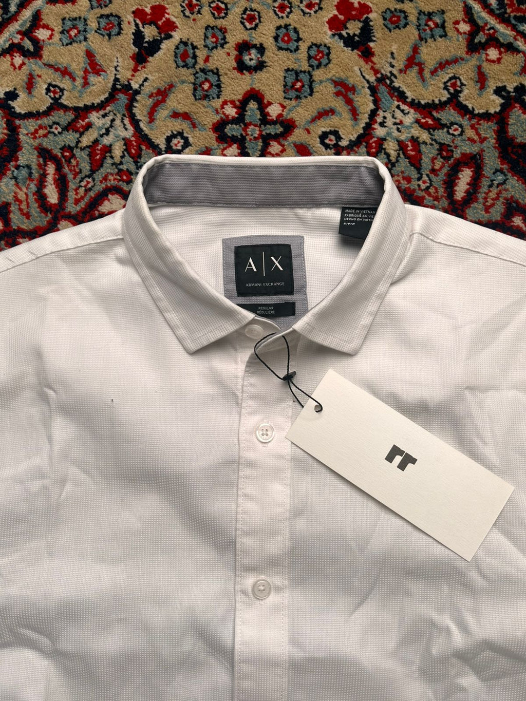 Armani Exchange Regular Fit White Textured Button Down SHIRT