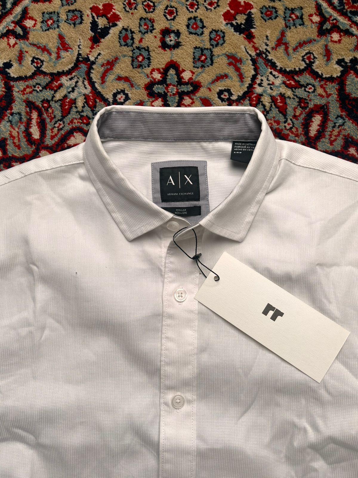 Armani Exchange Regular Fit White Textured Button Down SHIRT