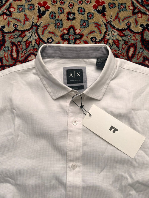 Armani Exchange Regular Fit White Textured Button Down SHIRT
