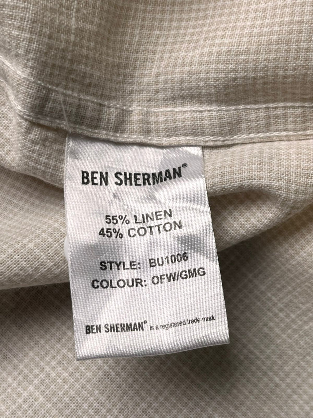 BEN SHERMAN Linen/Cotton Blend Micro Check Button Down Shirt