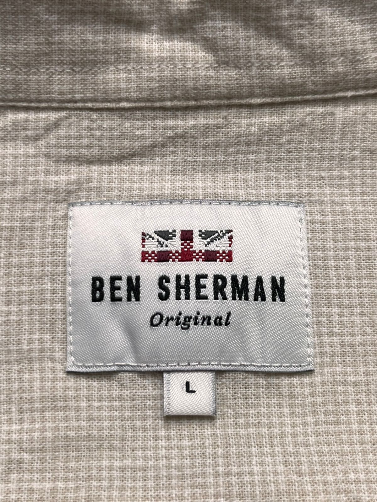 BEN SHERMAN Linen/Cotton Blend Micro Check Button Down Shirt