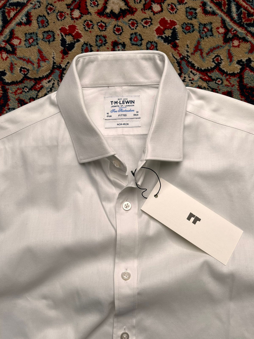T.M. Lewin Fitted White BUTTON DOWN FORMAL Shirt