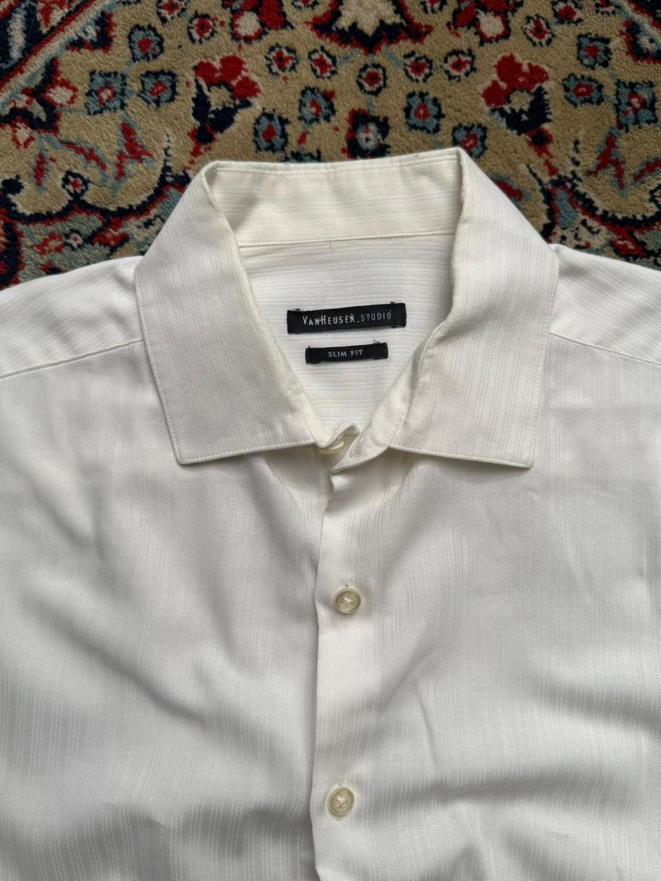 Van Heusen Studio Slim Fit White Textured Button Down Shirt