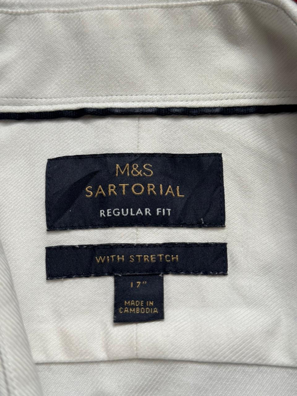 M&S SARTORIAL Regular Fit White Button Down FORMAL Shirt