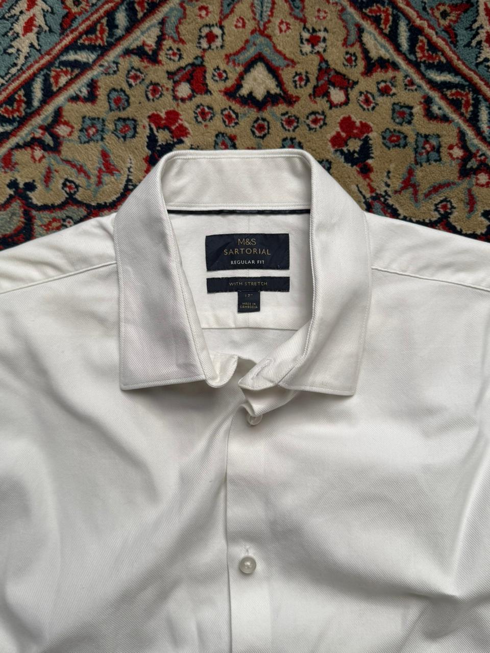 M&S SARTORIAL Regular Fit White Button Down FORMAL Shirt