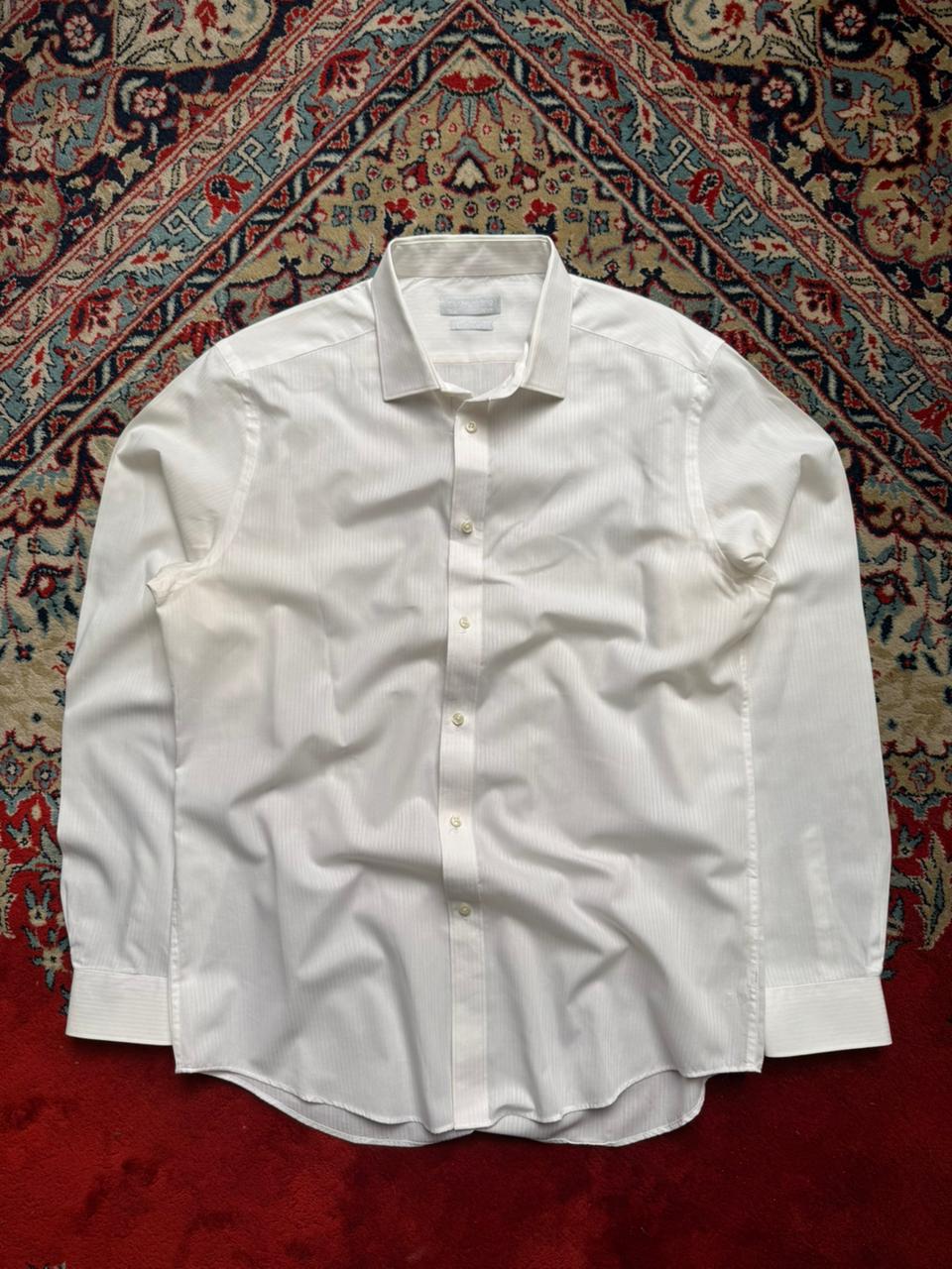REDHERRING Slim Fit White Textured Stripe Button Down FORMAL Shirt