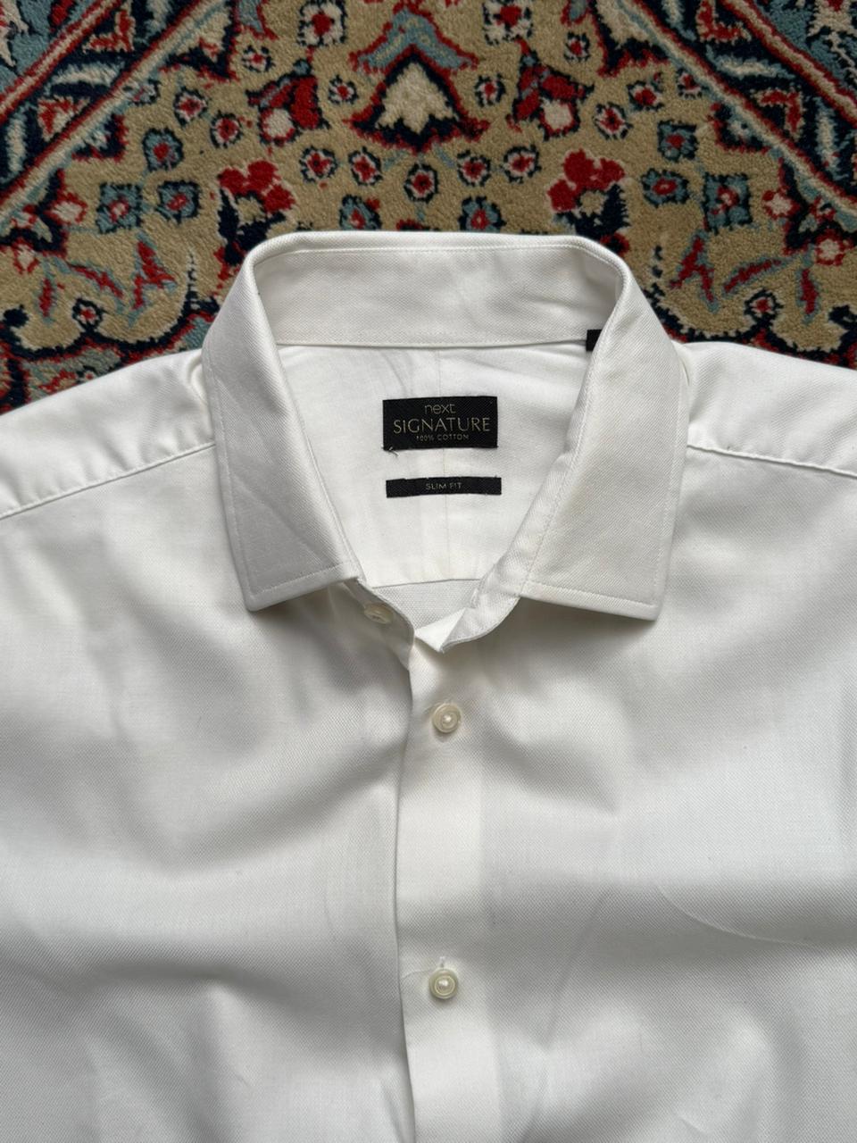 NEXT SIGNATURE Slim Fit White Double Cuff FORMAL Shirt