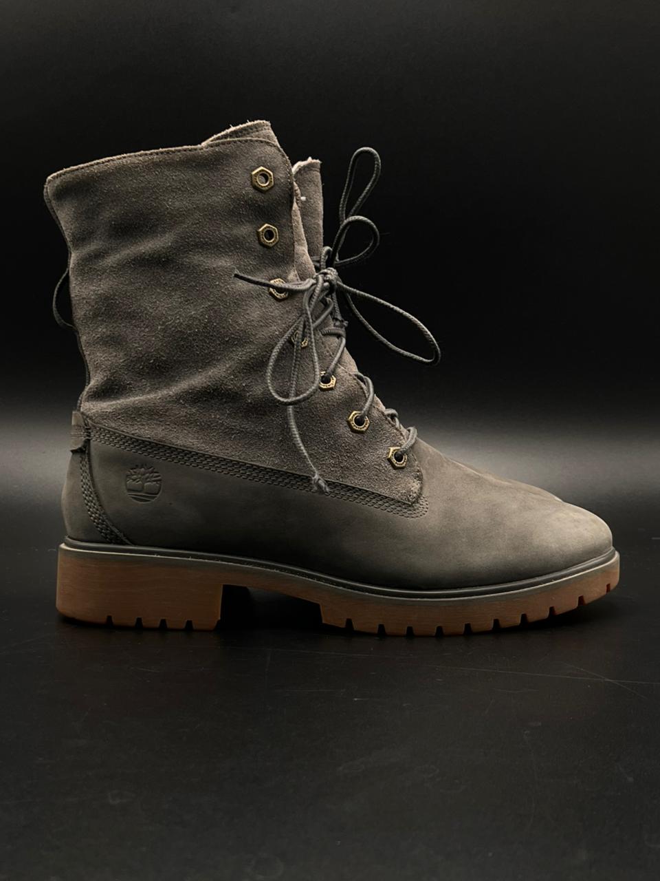 Timberland Grey Suede Lace Up Fleece Boots - 39.5