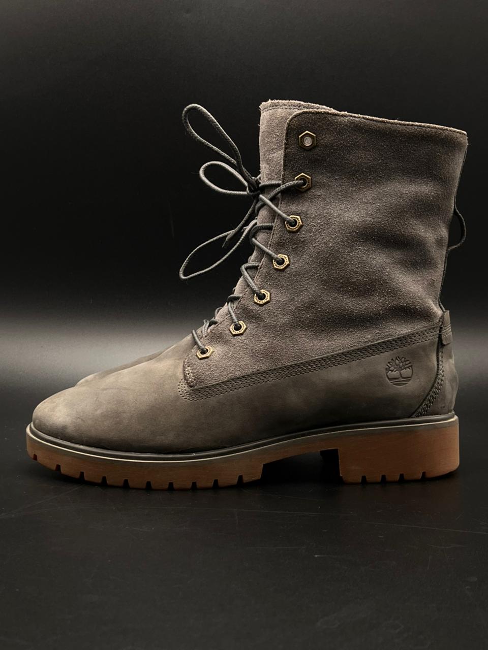Timberland Grey Suede Lace Up Fleece Boots - 39.5