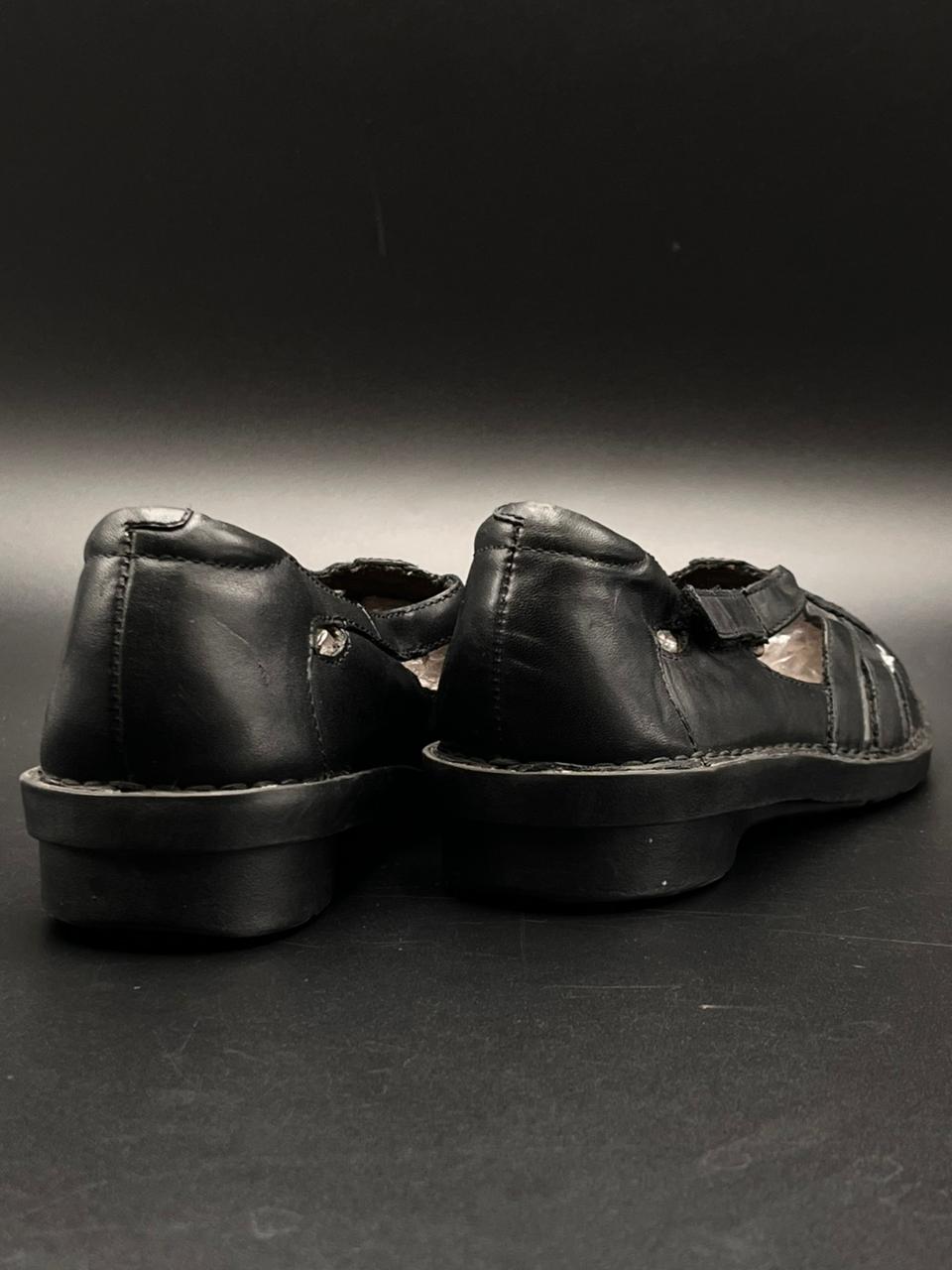 Clarks Black Leather Strappy Comfort Flats