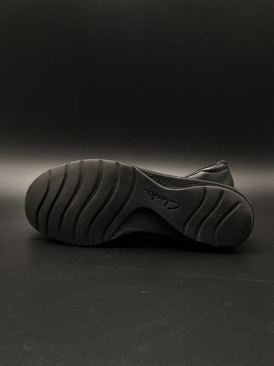 Clarks Black Leather Strappy Comfort Flats