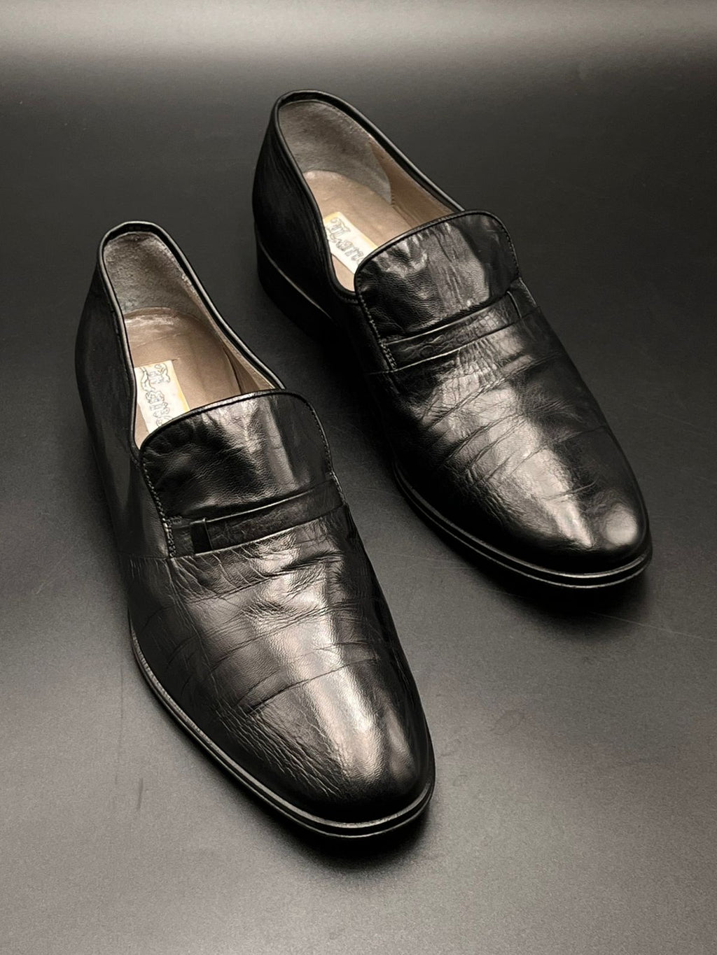 Emilio Pucci Vintage Black Wide Toe Leather Loafers