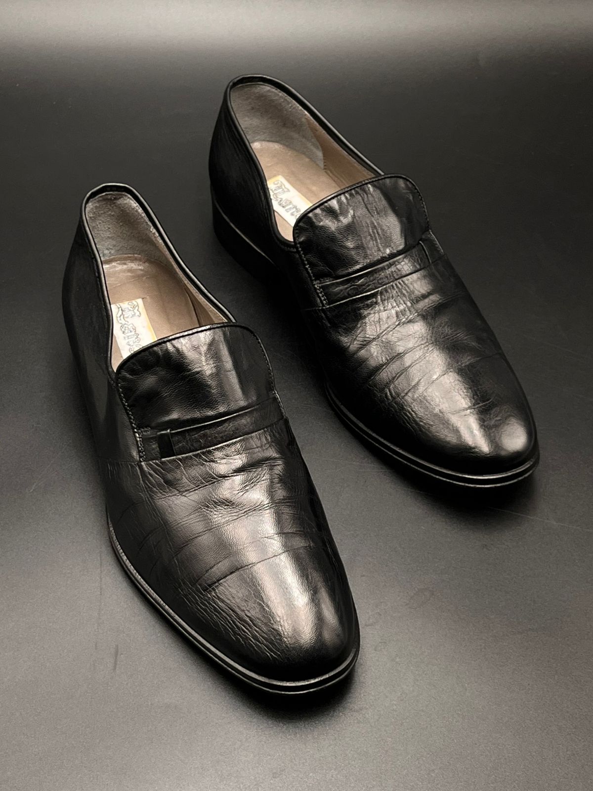 Emilio Pucci Vintage Black Wide Toe Leather Loafers