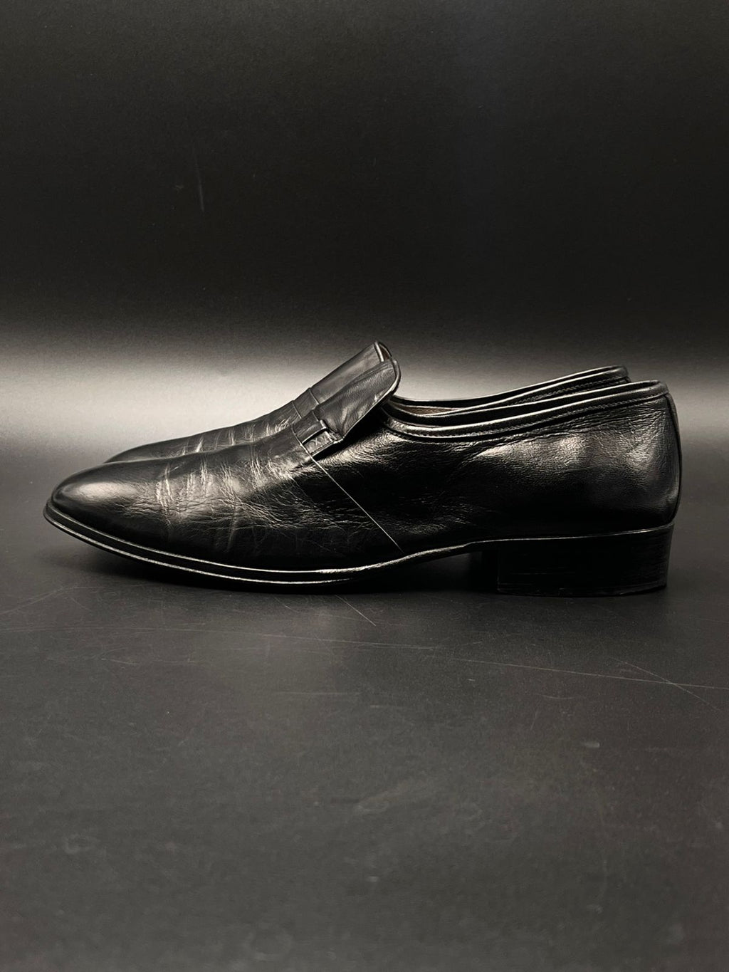 Emilio Pucci Vintage Black Wide Toe Leather Loafers