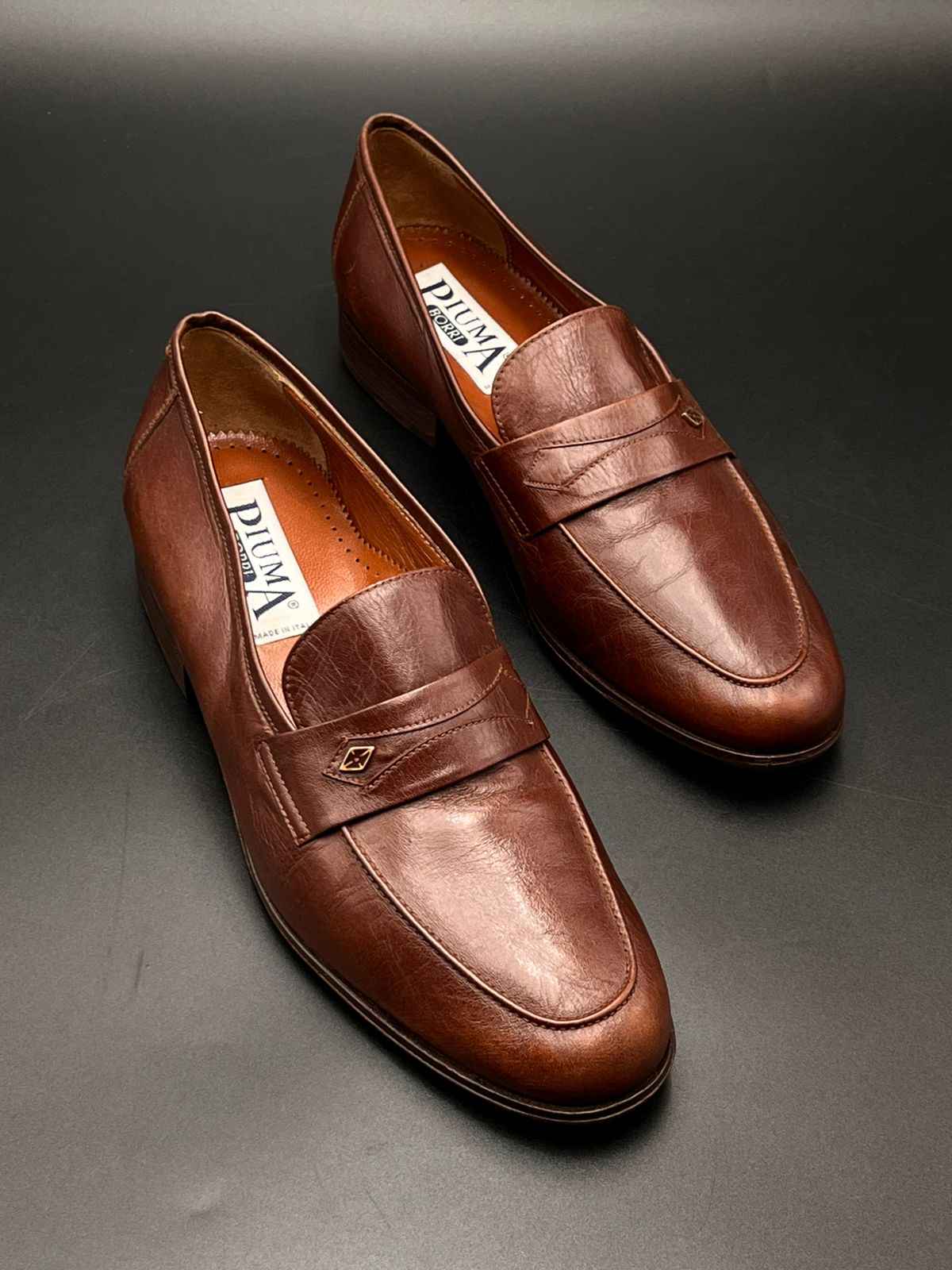 Piuma Borri Italian Brown Leather Loafers