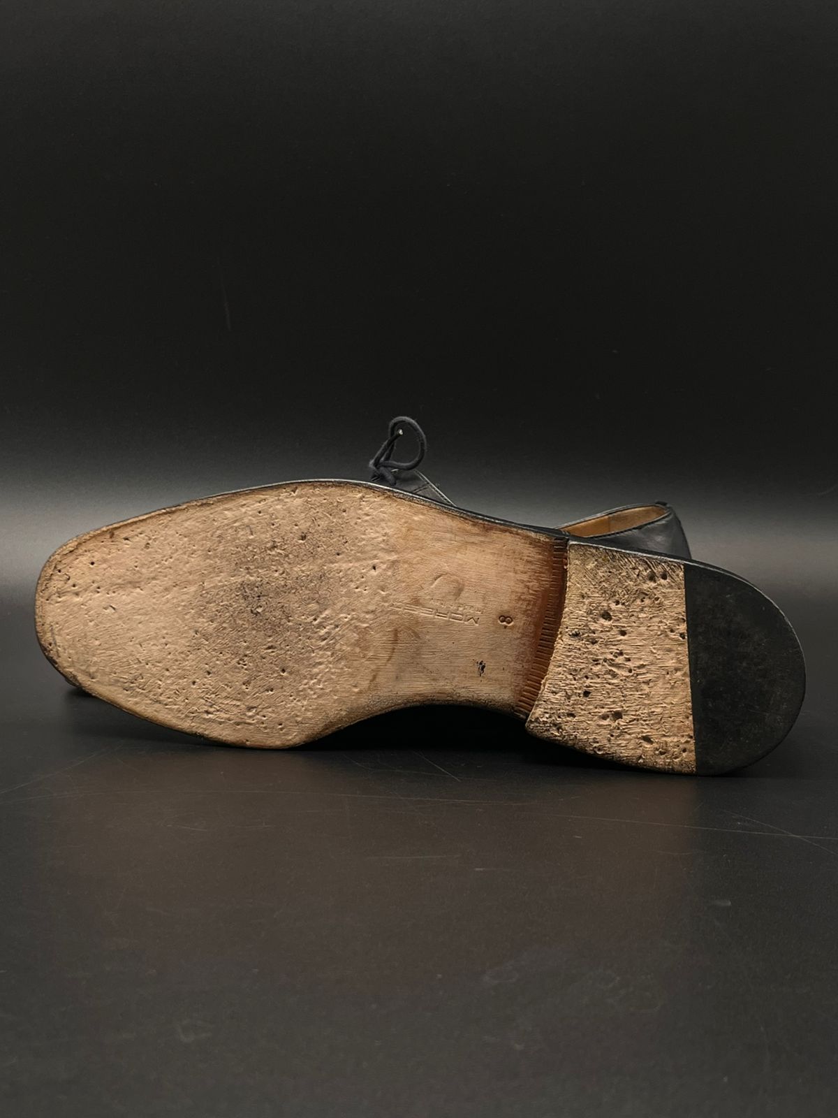 Moreschi Italy Black Leather Medallion Brogue Derby Shoes