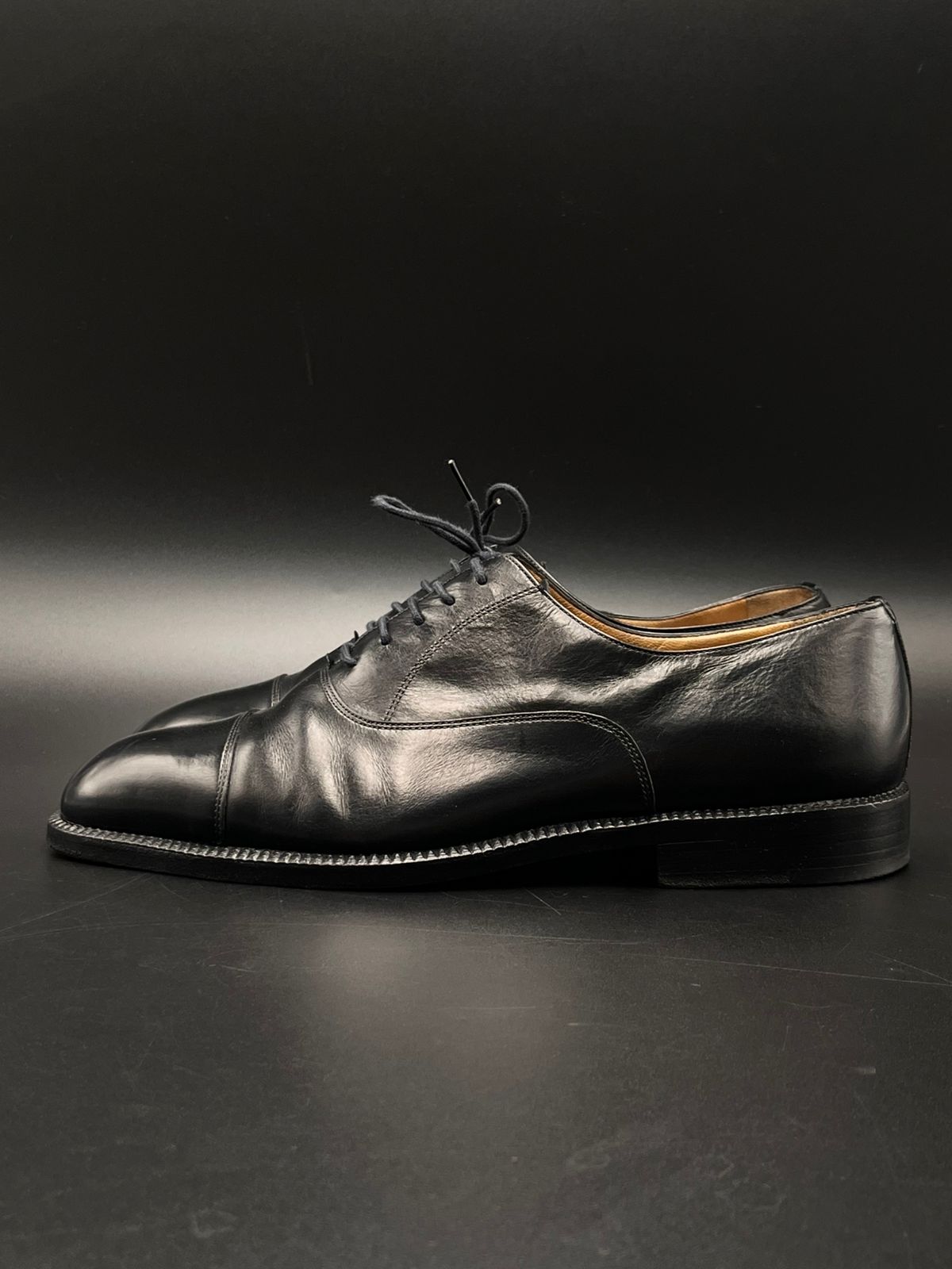 Moreschi Italy Black Leather Medallion Brogue Derby Shoes