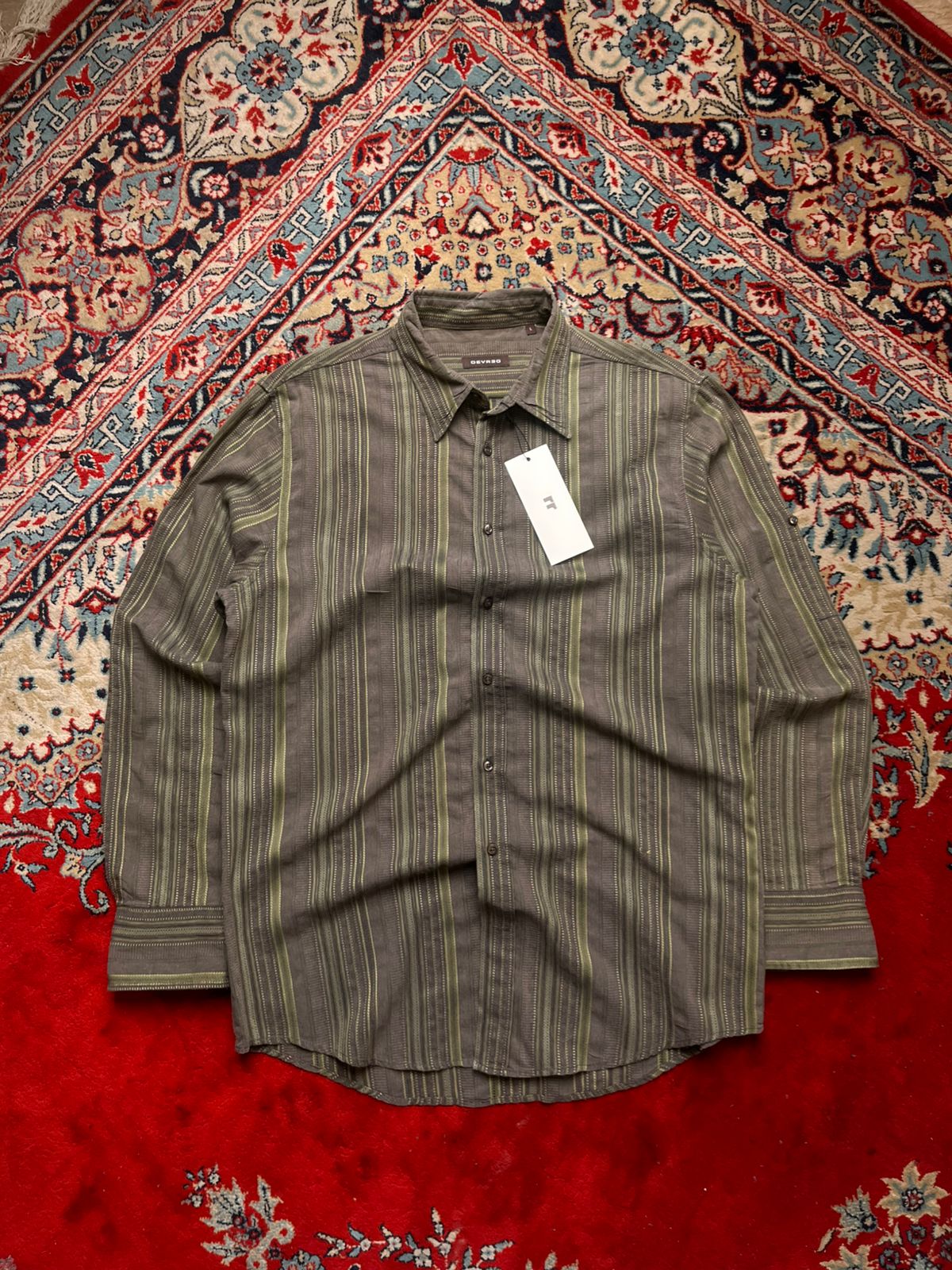DEVRED Striped Button Down Textured Shirt