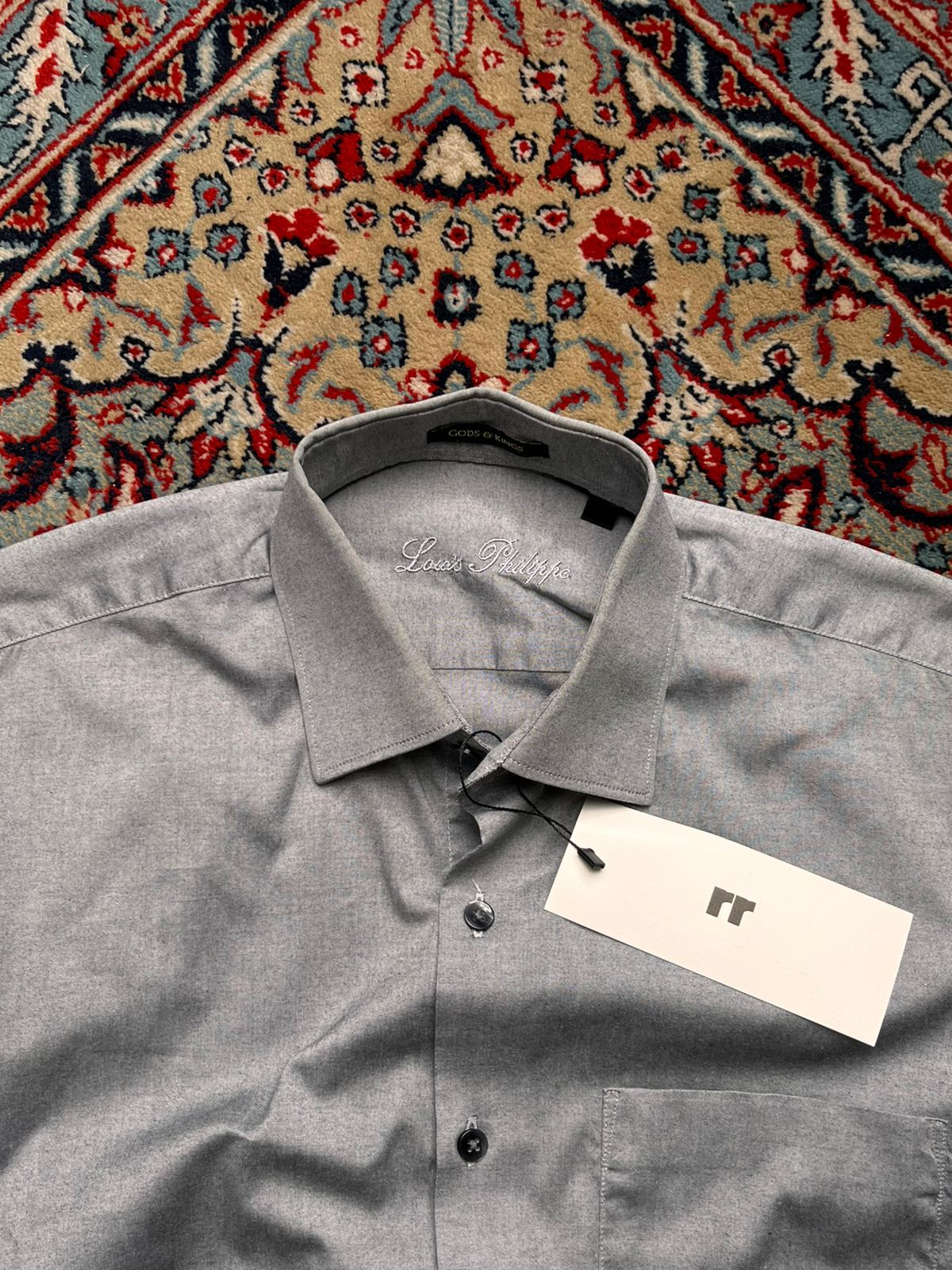 Louis Philippe Gods & Kings Collection Grey Button Down Formal Shirt