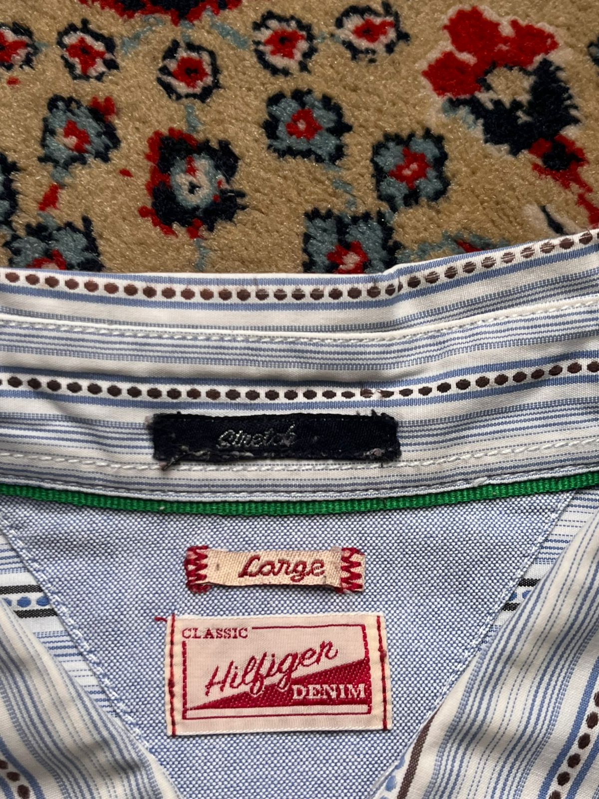 Tommy Hilfiger Blue White Striped Button Down Shirt