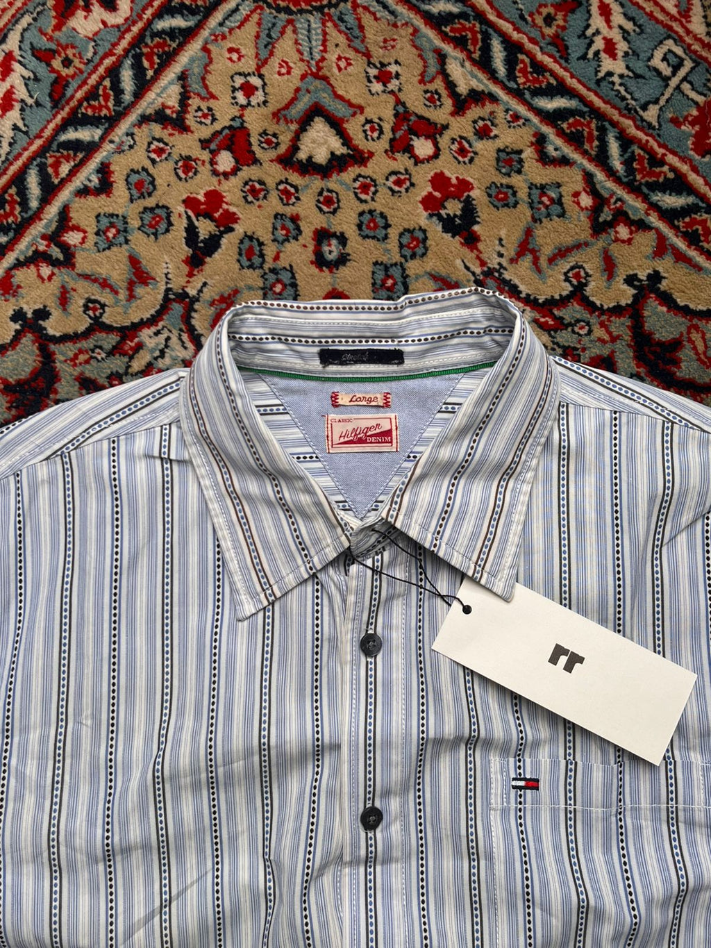 Tommy Hilfiger Blue White Striped Button Down Shirt