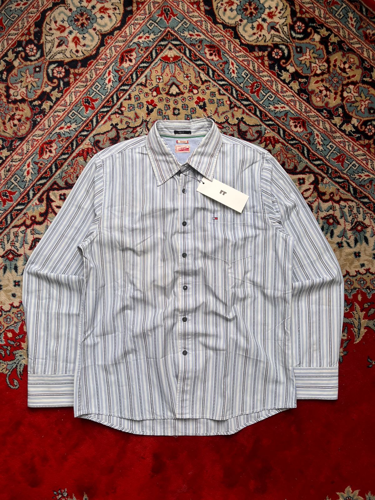 Tommy Hilfiger Blue White Striped Button Down Shirt