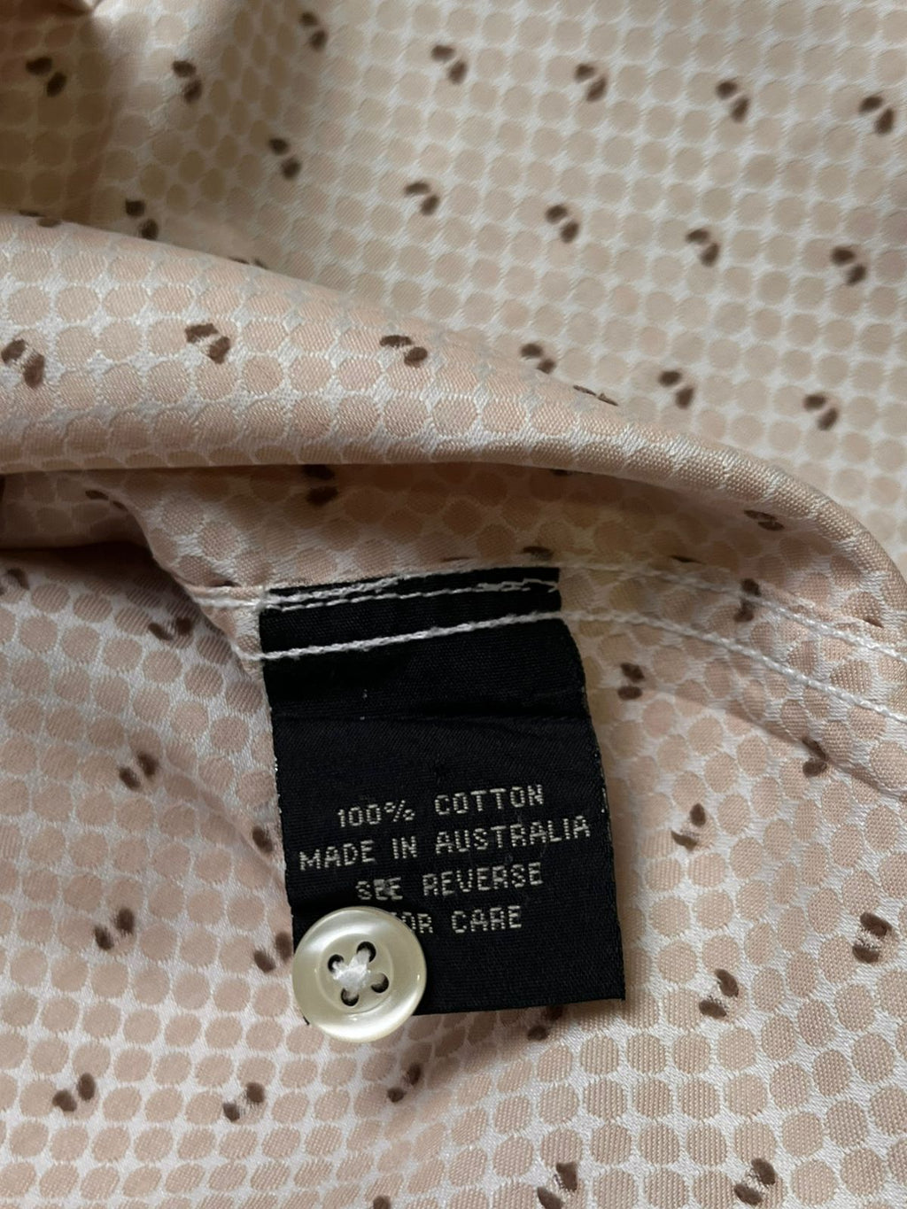 Beige Geometric Patterned Button Down Shirt