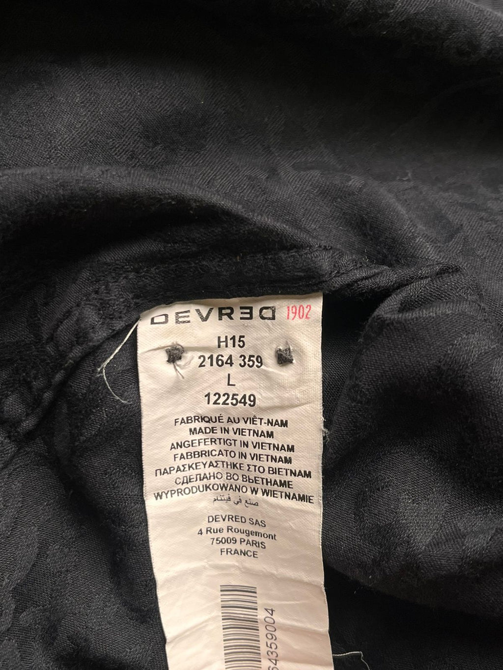 Devred Black Damask Pattern Button Down Cotton Shirt