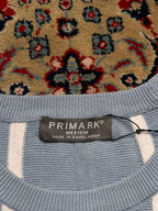 Primark Light Blue White Vertical Stripe Knit Texture TEE