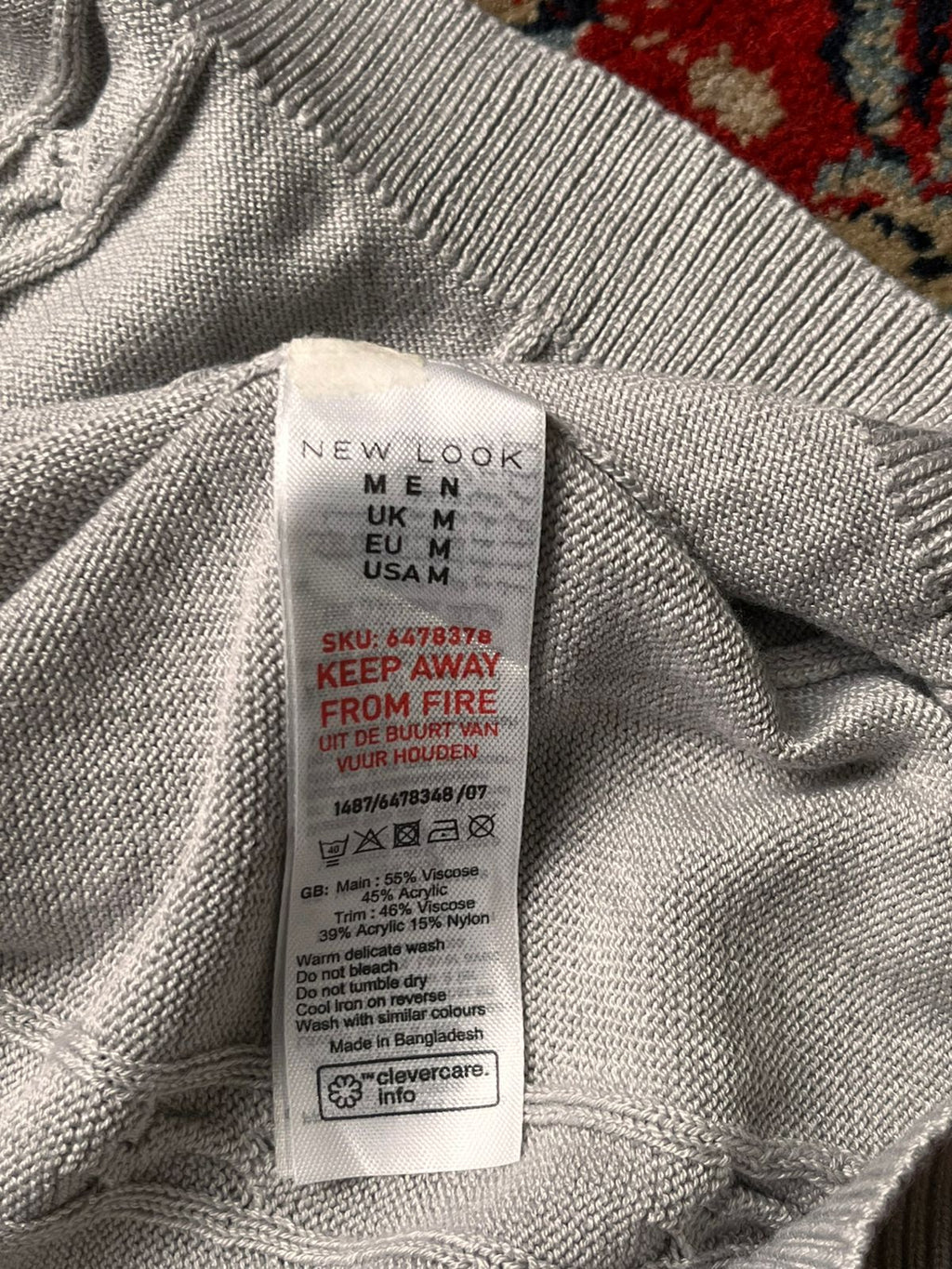 New Look Gray Cable Knit Polo Tee